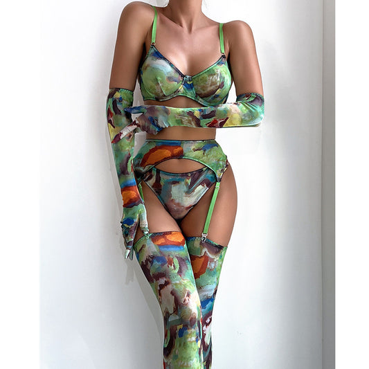 "It's Me" Set with Gloves and Stockings - Mesh Printed Design